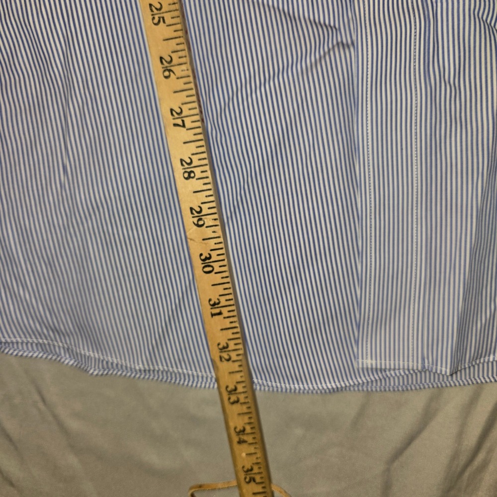 Brooks Brothers Dress Shirt 18-36 Mens Blue Striped Slim Fit Non-Iron Cotton - Picture 6 of 10